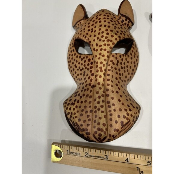 Set of  5 Hand Carved Wooden Mask African Animal Zebra Giraffe Wall Hanging - Picture 10 of 11